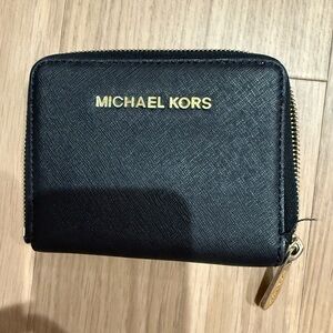 Michael Kors Black and Gold Compact Wallet